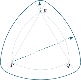 Reuleaux Triangle - step 3, extend large and small arcs