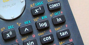 calculator showing log and ln buttons