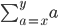 \sum_{a=x}^{y}{a} 