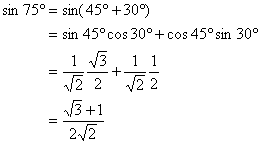 find the exact value of sin 75 degrees