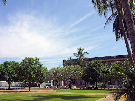 quiet and peaceful high school grounds