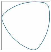 Equal width nature of Reuleaux Triangle - rotated by 45 deg