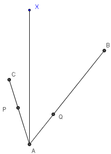 Segments AB, AC, AX, and points P & Q