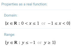 Wolfram|Alpha - properties of real sec(arccos(x))