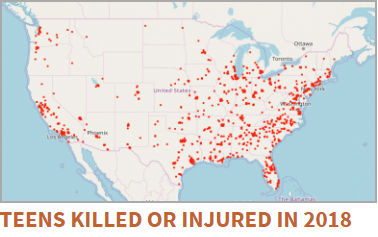 Teens killed or injured - gun violence