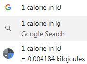Search result - 1 calorie in kJ