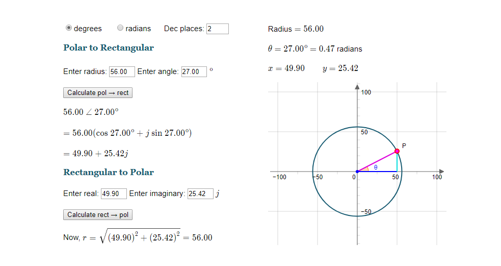 Polar To Rectangular Online Calculator