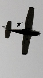 skydiver leaping from Cessna