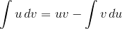 \int{u\,dv}=uv-\int{v\,du}