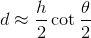 d\approx\frac{h}{2}\cot\frac{\theta}{2}