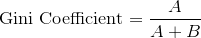 \text{Gini Coefficient} = \frac{A}{A+B}