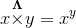 {x}{\stackrel{{{\mathbf{\Lambda}}}}{\times}}{y}={x}^{y}