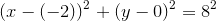 (x-(-2))^2+(y-0)^2=8^2