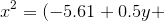 x^2=(-5.61+0.5y+