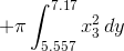 +\pi\int_{5.557}^{7.17}{x_3^2}\,dy